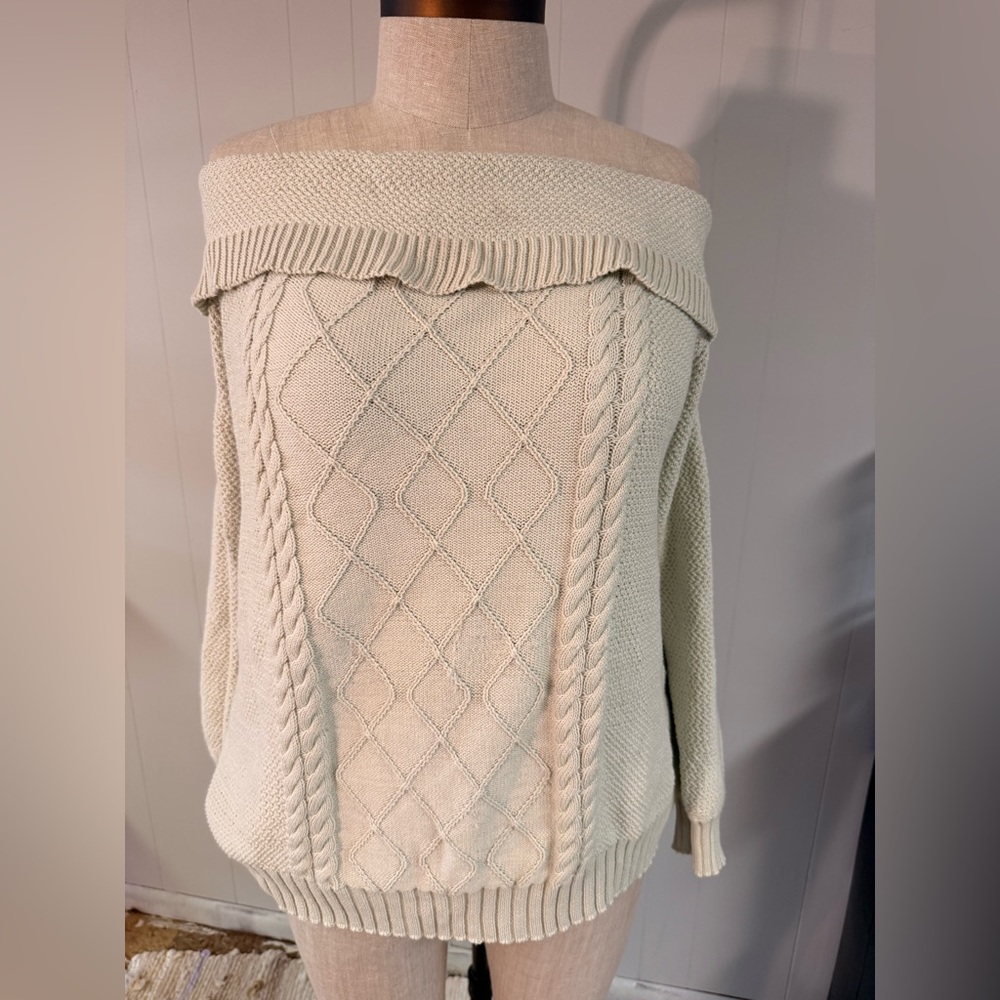 Lane Bryant Off-Shoulder Sweater - Beige